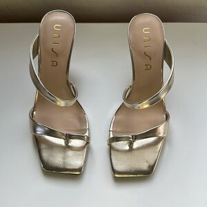 Gold Heeled Sandals Size 9M